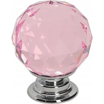 Nábytkové kování Nábytková úchytka knoflík růžový křišťál lesklý 3 x 3 x 3,8 cm