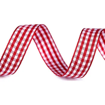 Stuha Károvaná stuha šíře 15 mm Varianta: 1 červená, Balení: 3 m