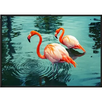 Obraz OBRAZ PLAKÁT V RÁMU 43x33 cm Plameňák P666