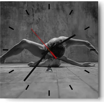 Hodiny Nástěnné hodiny do kuchyně 30x30 Baletka Stylové hodiny na skle Loft Tiché