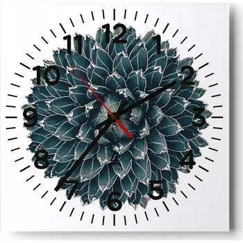 Hodiny Nástěnné hodiny do obýváku 40x40 Kaktus Tiché hodiny na skle Bez hlučný chod