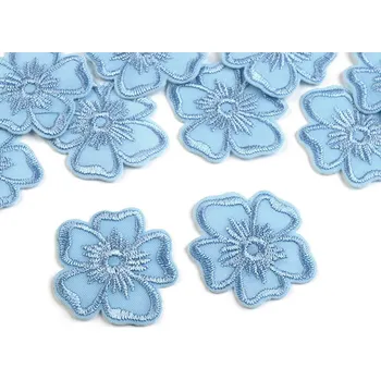 Nažehlovačka vyšívaný květ Varianta: 7 modrá ledová, Balení: 10 ks