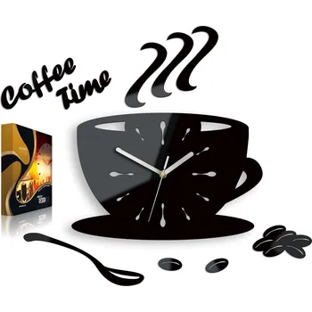 Hodiny Kuchyňské nástěnné hodiny ŠÁLEK Coffe Time ČERNÉ