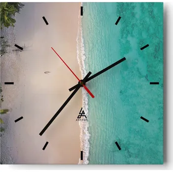 Hodiny Velké nástěnné hodiny 40x40 Krajina Skleněné hodiny Tiché