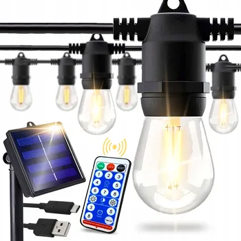 Venkovní osvětlení Světelný řetěz LEDLUX 2000 cm solární černý