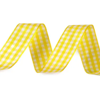 Stuha Károvaná stuha šíře 15 mm Varianta: 5 žlutá, Balení: 3 m