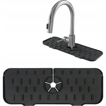 Odkapávač na nádobí SILIKONOVÁ PODLOŽKA POD DŘEZ ODKAPÁVAČ POD BATERII KE KUCHYŇSKÉMU DŘEZU ČERNÁ