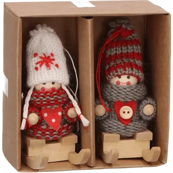 Vánoční ozdoba Makoszki ozdoba na saních 2 ks 10 cm V KRABIČCE