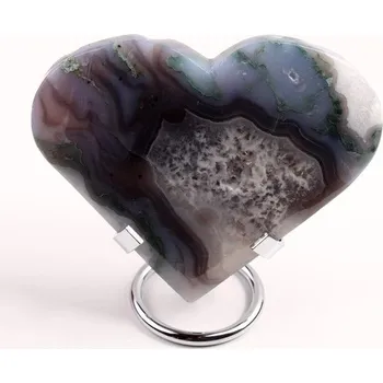 Přírodní kámen Mechový achát srdce č.7 -370g