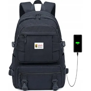 Školní batoh Školní batoh K&M s více přihrádkami, černý, modrý, 35 l