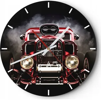 Hodiny Velké nástěnné hodiny na zeď 40x40 Motorismus Skleněné hodiny Kulatý Tiché