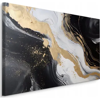 Obraz Obraz Na Plátně do ložnice Zlatá abstrakce Černobílý MARMUR 30x20