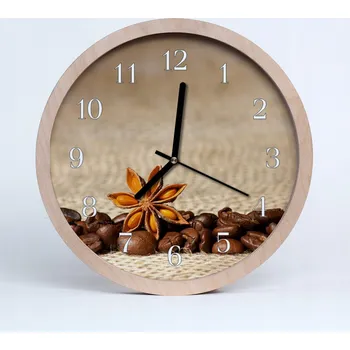 Hodiny Nástěnné hodiny z překližky Tiché Zrnková káva Kuchyně