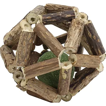 Hračka pro kočku BUBU PETS kulička s catnip v dřevěné kleci z &nbsp;Matatabi 7cm