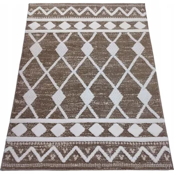 Koberec KOBEREC 100x150 BOHO BERBER do obýváku ložnice HNĚDÝ KRÉMOVÝ DVOUÚROVŇOVÝ