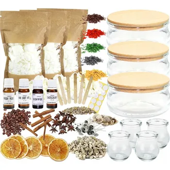 Výtvarná sada Velká sada pro výrobu sójových svíček, elegantní sklo s víčkem 210 ml
