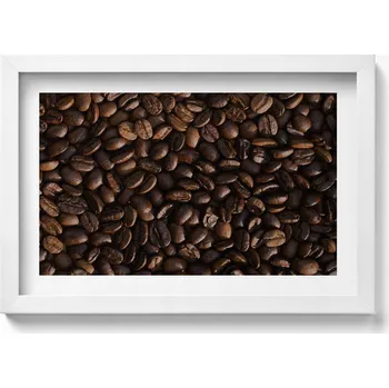 Obraz Dekorativní nástěnný obraz v bílém rámu do obýváku Zrnka kávy arabica 30x20 cm