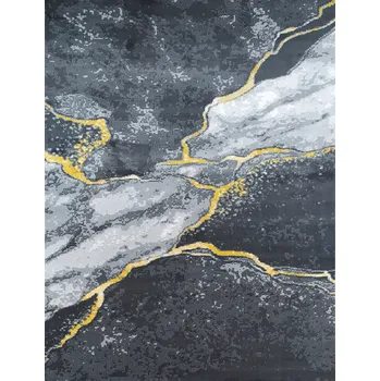 Koberec KOBEREC 140x200 ŠEDÝ ŽLUTÝ VZOR MRAMORU TKANÝ LOFT