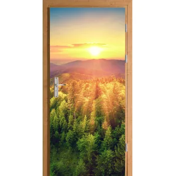 Fototapeta Samolepka na dveře západ slunce les hory krajina