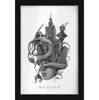 Obraz Obraz na zeď rám Černobílý Varšava Siréna Sloup Zikmunda WZ-ka 20x30