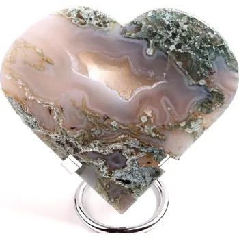 Přírodní kámen Mechový achát srdce č.5 -294g
