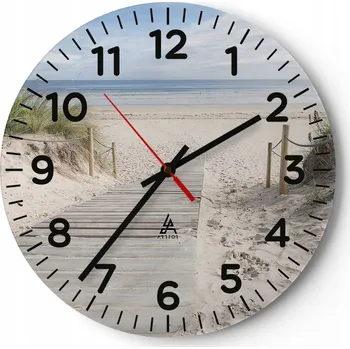 Hodiny Nástěnné hodiny do obýváku 40x40 Krajina Kulatý Skleněné hodiny Loft Tiché