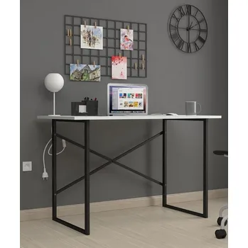 Psací stůl Psací stůl ANGELA 90, bílá/černý kov