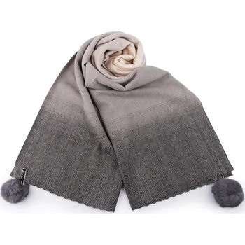 Šála Šála zimní / pléd s bambulkami 65x180 cm Varianta: 3 šedobéžová, Balení: 1 ks