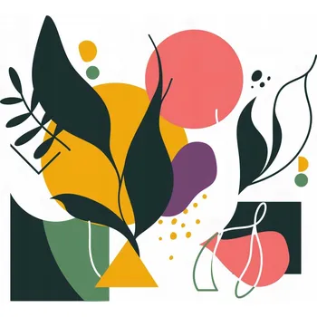 Plakát Plakát Barevná botanická abstrakce bez rámu 29,7 x 21 cm