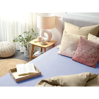 Prostěradlo Napínací prostěradlo světle modré bavlněné 200 x 200 cm elastické okraje klasická postelová plachta textilie do ložnice Beliani