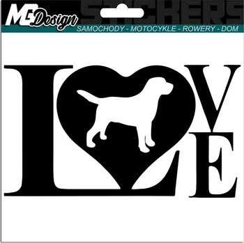 Samolepicí dekorace na vozidlo NÁLEPKA na auto LOVE LÁSKA LABRADOR PES 8x15