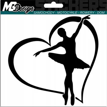 Samolepicí dekorace na vozidlo NÁLEPKA na auto BALETKA TANEC SRDCE 15x15 cm