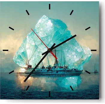 Hodiny Nástěnné hodiny do kuchyně 30x30 Ledovec Stylové hodiny na skle Tiché