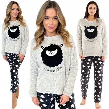 Dámské pyžamo Dámské pyžamo dvoudílné teplé zimní dlouhý rukáv fleecové Ovečka L