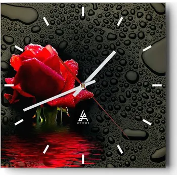 Hodiny Velké nástěnné hodiny na zeď 40x40 Květiny Skleněné hodiny Čtvercové Tiché