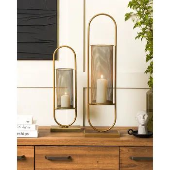 Svícen Svícen zlatý kovový 73 cm glamour bytové doplňky obývací pokoj jídelna moderní elegantní Beliani