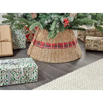 Stojánek na vánoční stromek Vánoční stromek kryt na stojan přírodní mořská tráva ruční ⌀ 50 cm Boho kulatý domácí doplňky kryt kmene stromečku vánoce Beliani