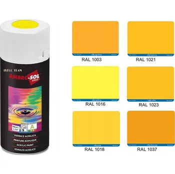 Barva ve spreji AKRYLOVÝ LAK VE SPREJI ŽLUTÝ LESK AMBROSOL 1233