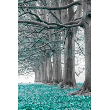 Obraz Plakát Stromy v řadě - tyrkysové listy bez rámu 20 x 30 cm