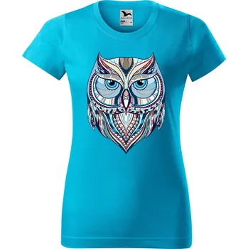 Dámské tričko DOBRÝ TRIKO Dámské tričko s potiskem Sova Barva: Tyrkysová, Velikost: L
