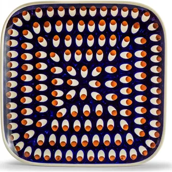 Talíř Mělký jídelní talíř čtverec Bolesławiec dek.52 K2