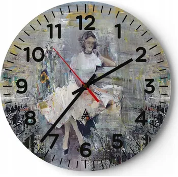 Hodiny Kuchyňské nástěnné hodiny 30x30 Žena Moderní skleněné hodiny do obýváku Tiché
