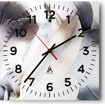 Hodiny Kuchyňské nástěnné hodiny 30x30 Peří Skleněné hodiny do obýváku Moderní Tiché