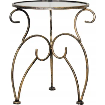 Konferenční stolek KULATÝ STŮL se skleněnou deskou KOV SKLO