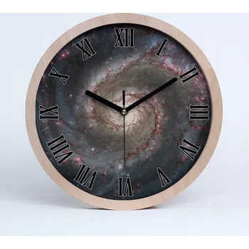 Hodiny Dřevěné nástěnné hodiny kulatý mlhovina průměr 25 cm
