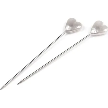 Ozdobné špendlíky délka 55 mm srdce Varianta: bílá perleť, Balení: 20 krab.