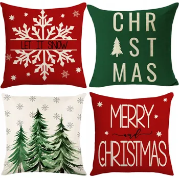Povlečení 4x SADA POVLEČENÍ NA POLŠTÁŘ VÁNOČNÍ POVLEČENÍ VÁNOČNÍ Svátky 45X45