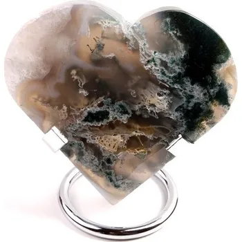 Přírodní kámen Mechový achát srdce č.4 -213g