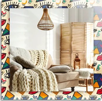 Zrcadlo Zrcadlo s potiskem do koupelny ložnice obývacího pokoje Oči ústa tvary 60x60 cm