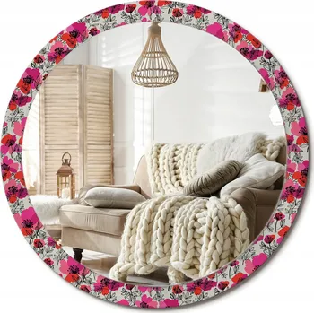 Zrcadlo Zrcadlo s potiskem do koupelny kuchyně předsíně Růžové máky XXL fi 100 cm